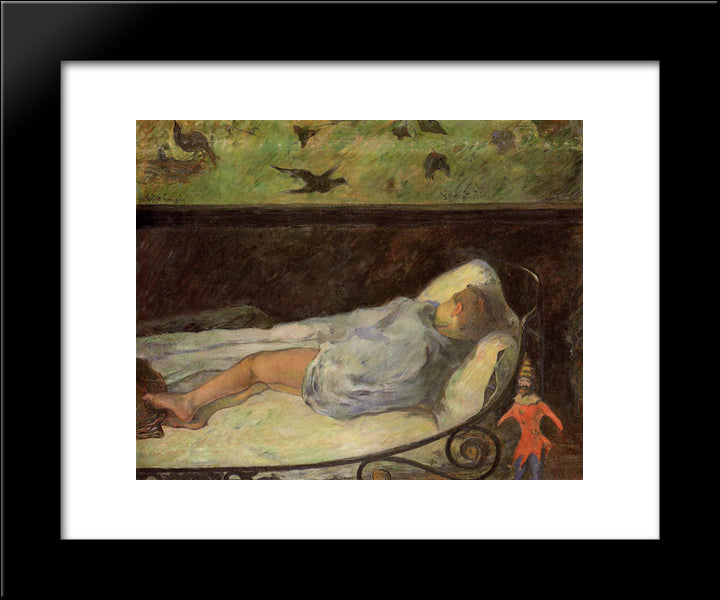 Young Girl Dreaming (Study Of A Child Asleep) 20x24 Black Modern Wood Framed Art Print Poster by Gauguin, Paul