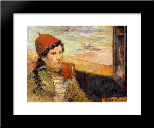 Young Woman At The Window 20x24 Black Modern Wood Framed Art Print Poster by Gauguin, Paul