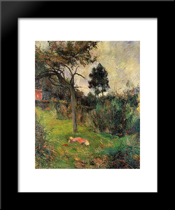 Young Woman Lying In A Grass 20x24 Black Modern Wood Framed Art Print Poster by Gauguin, Paul