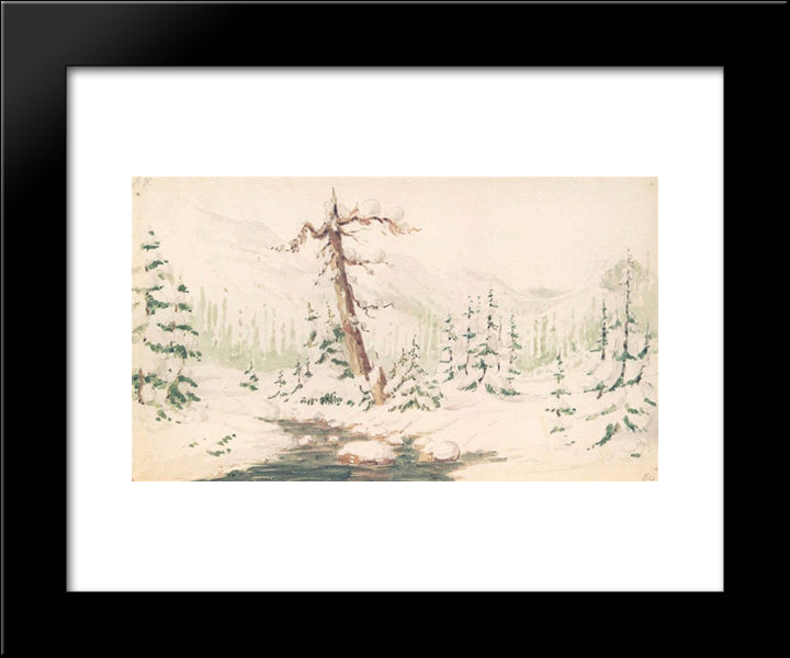 A Winter Scene In The Rockies 20x24 Black Modern Wood Framed Art Print Poster by Kane, Paul