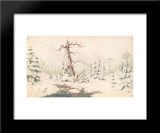 A Winter Scene In The Rockies 20x24 Black Modern Wood Framed Art Print Poster by Kane, Paul