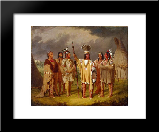 Big Snake, Chief Of The Blackfoot Indians, Recounting His War Exploits To Five Subordinate Chiefs 20x24 Black Modern Wood Framed Art Print Poster by Kane, Paul