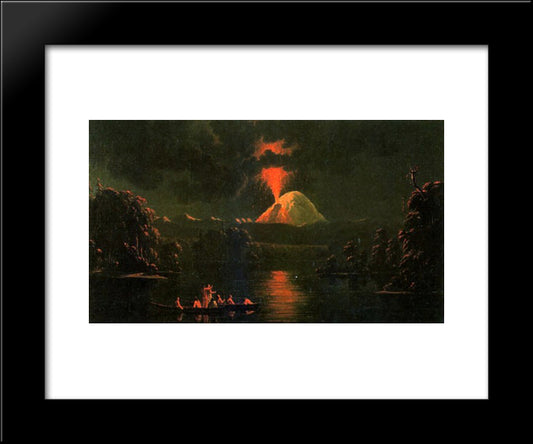 Mount St Helens Erupting At Night 20x24 Black Modern Wood Framed Art Print Poster by Kane, Paul