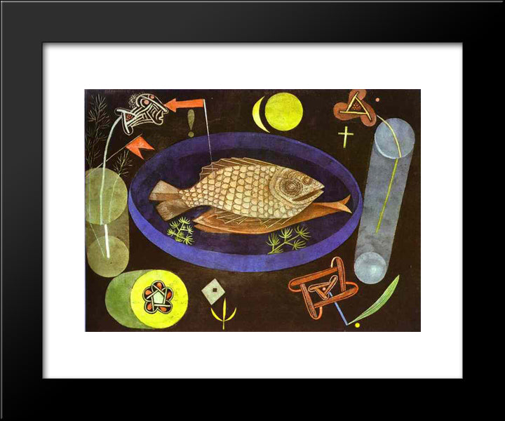 Aroundfish 20x24 Black Modern Wood Framed Art Print Poster by Klee, Paul