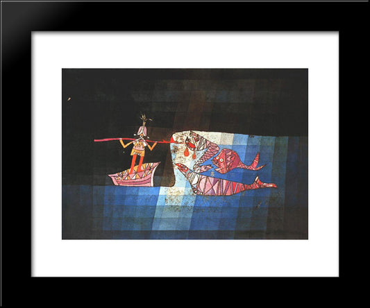 Battle Scene From The Comic Fantastic Opera 'The Seafarer' 20x24 Black Modern Wood Framed Art Print Poster by Klee, Paul