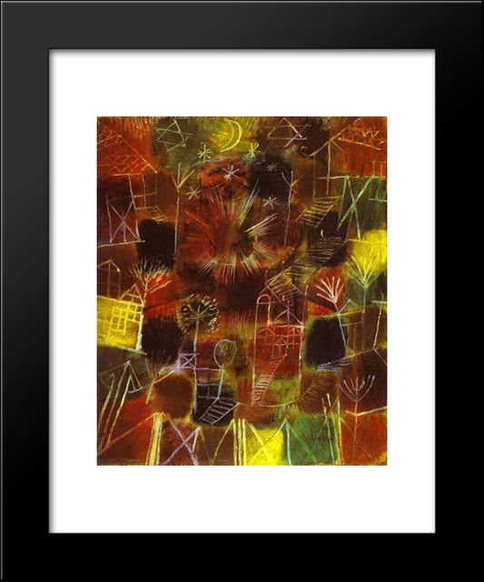 Cosmic Composition 20x24 Black Modern Wood Framed Art Print Poster by Klee, Paul