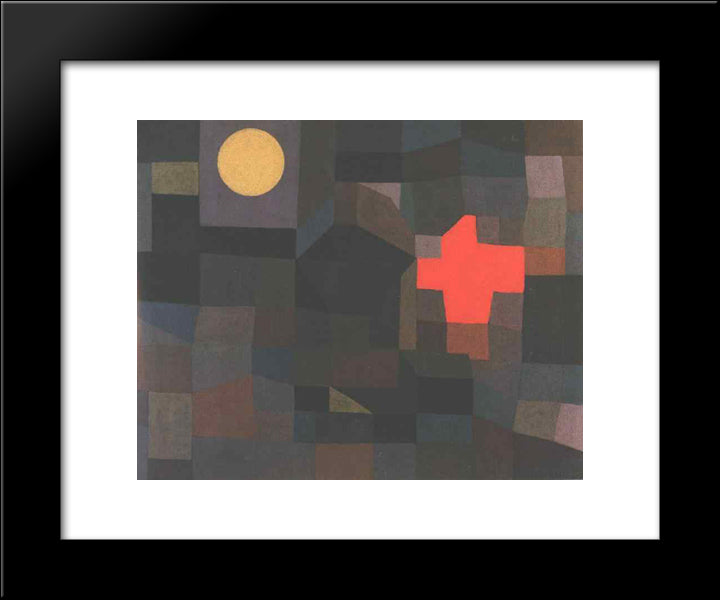 Fire, Full Moon 20x24 Black Modern Wood Framed Art Print Poster by Klee, Paul