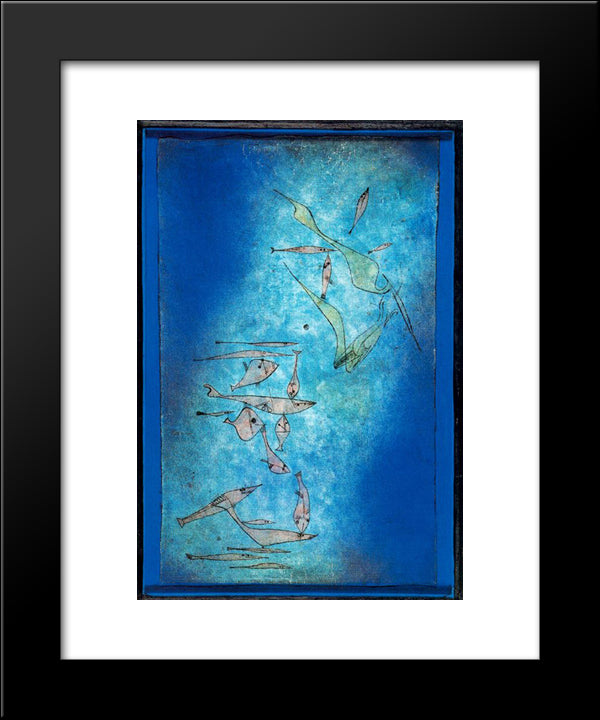 Fish Image 20x24 Black Modern Wood Framed Art Print Poster by Klee, Paul