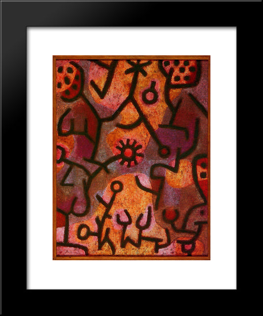 Flora On Rocks Sun 20x24 Black Modern Wood Framed Art Print Poster by Klee, Paul