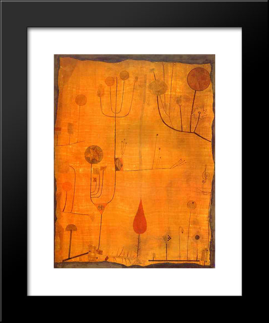 Fruits On Red 20x24 Black Modern Wood Framed Art Print Poster by Klee, Paul