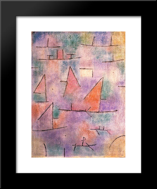 Harbour With Sailing Ships 20x24 Black Modern Wood Framed Art Print Poster by Klee, Paul