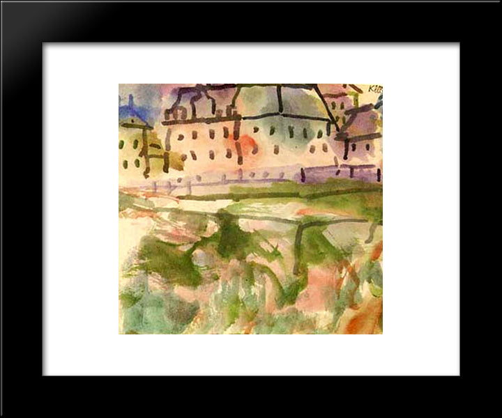 Houses Near The Gravel Pit 20x24 Black Modern Wood Framed Art Print Poster by Klee, Paul