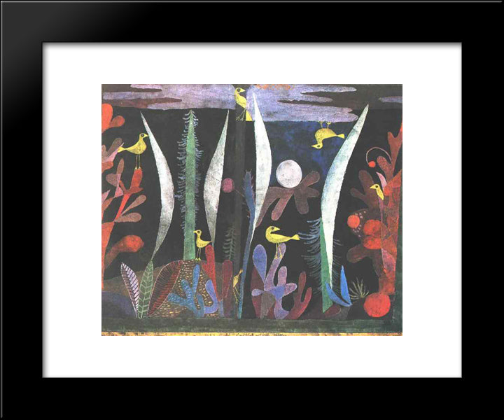 Landscape With Yellow Birds 20x24 Black Modern Wood Framed Art Print Poster by Klee, Paul