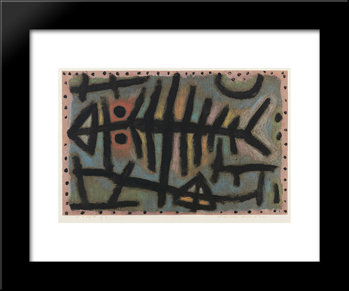 Mess Of Fish  20x24 Black Modern Wood Framed Art Print Poster by Klee, Paul