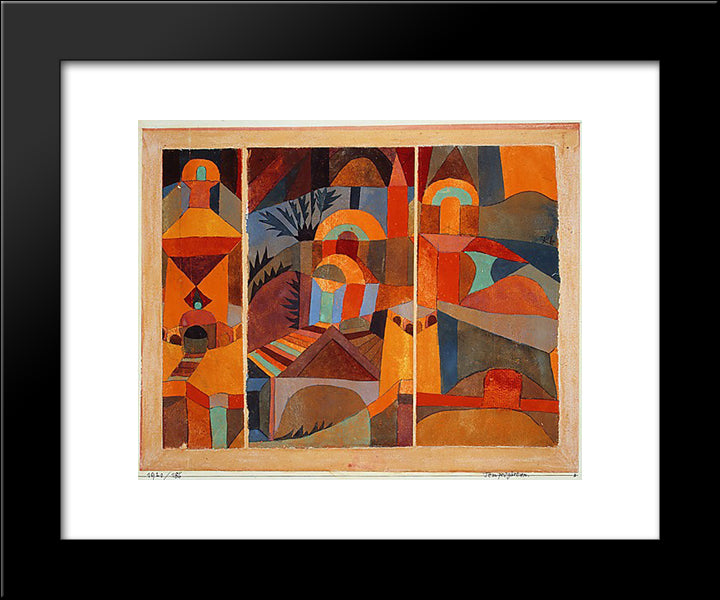 Temple Gardens 20x24 Black Modern Wood Framed Art Print Poster by Klee, Paul