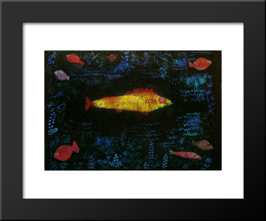 The Goldfish 20x24 Black Modern Wood Framed Art Print Poster by Klee, Paul