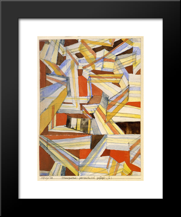 Transparent In Perspective Grooved  20x24 Black Modern Wood Framed Art Print Poster by Klee, Paul