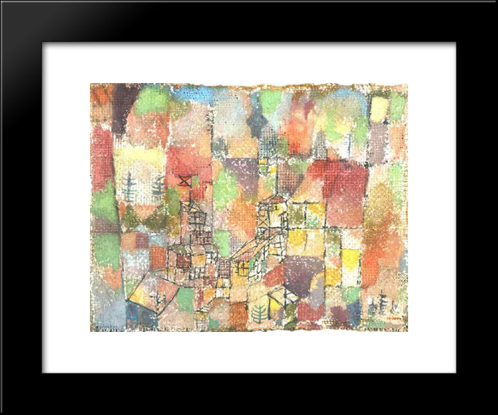 Two Country Houses 20x24 Black Modern Wood Framed Art Print Poster by Klee, Paul