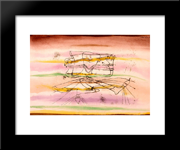 Veil Dance 20x24 Black Modern Wood Framed Art Print Poster by Klee, Paul