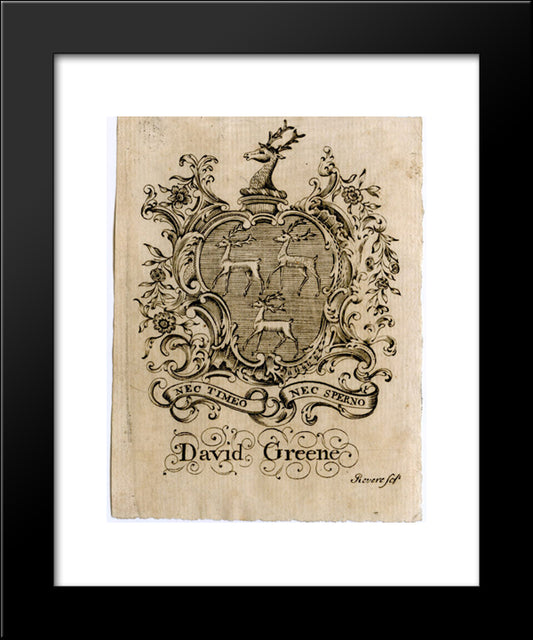 David Greene Bookplate 20x24 Black Modern Wood Framed Art Print Poster by Revere, Paul