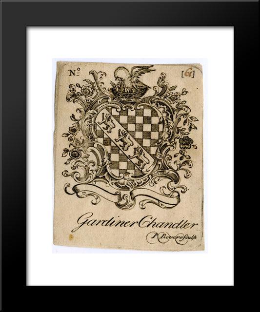 Gardiner Chandler Bookplate 20x24 Black Modern Wood Framed Art Print Poster by Revere, Paul