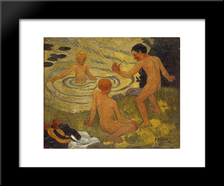 Boys On A River Bank 20x24 Black Modern Wood Framed Art Print Poster by Serusier, Paul