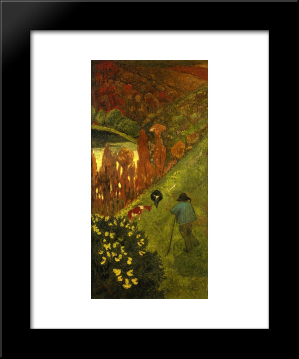 Shepherd In The Valley Of Chateauneuf 20x24 Black Modern Wood Framed Art Print Poster by Serusier, Paul