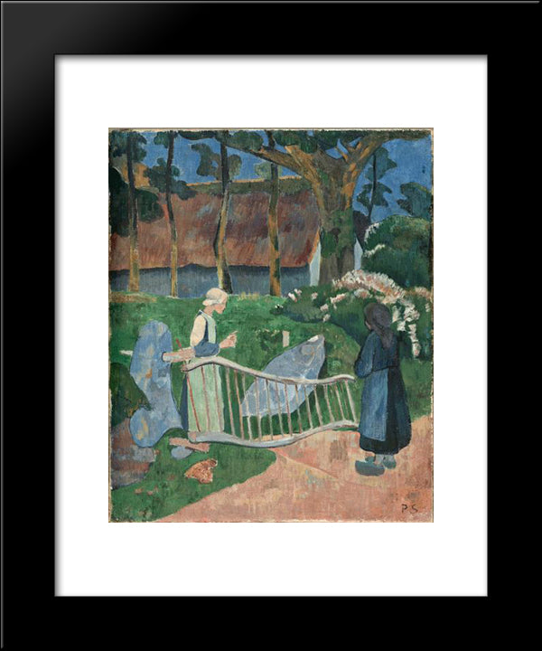 The Flowered Barrier 20x24 Black Modern Wood Framed Art Print Poster by Serusier, Paul