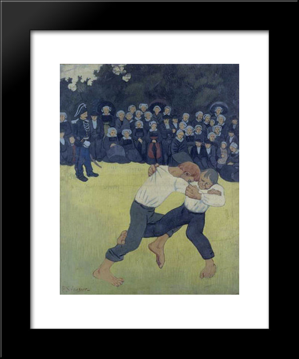 The Wrestling Bretons 20x24 Black Modern Wood Framed Art Print Poster by Serusier, Paul