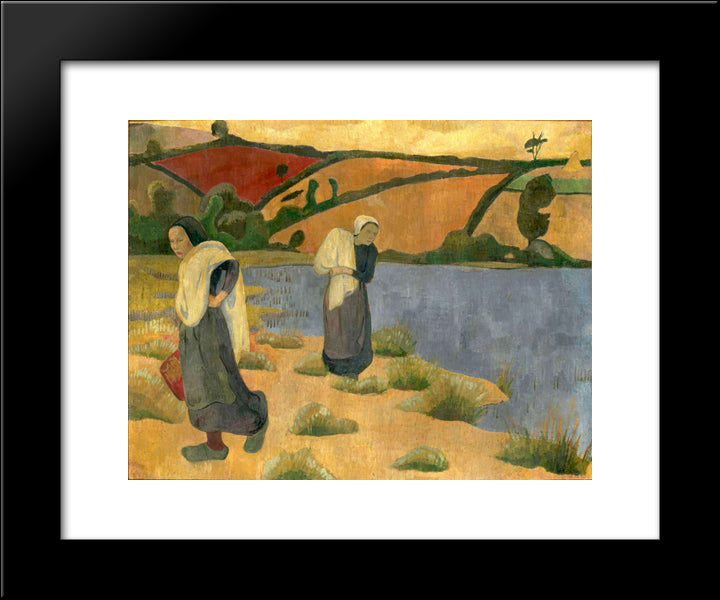 Washerwomen At The Laita River, Near Pouldu 20x24 Black Modern Wood Framed Art Print Poster by Serusier, Paul