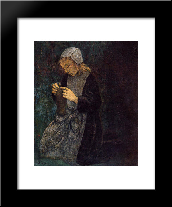 Young Breton (The Little Knitter) 20x24 Black Modern Wood Framed Art Print Poster by Serusier, Paul