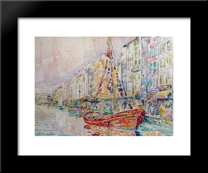 An Old Port Of Marseille 20x24 Black Modern Wood Framed Art Print Poster by Signac, Paul