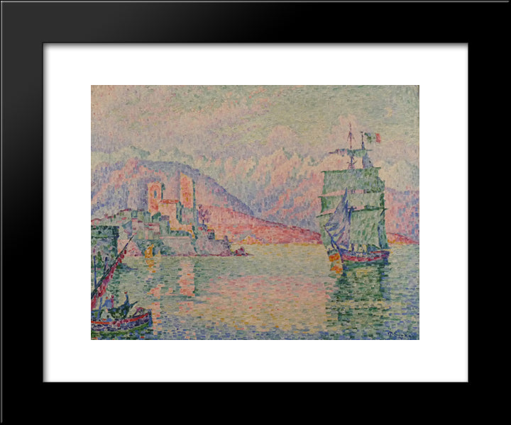 Antibes, Evening 20x24 Black Modern Wood Framed Art Print Poster by Signac, Paul