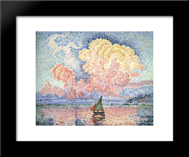 Antibes, The Pink Cloud 20x24 Black Modern Wood Framed Art Print Poster by Signac, Paul