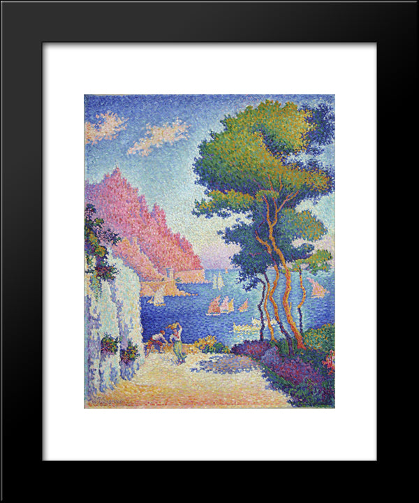 Capo Di Noli 20x24 Black Modern Wood Framed Art Print Poster by Signac, Paul