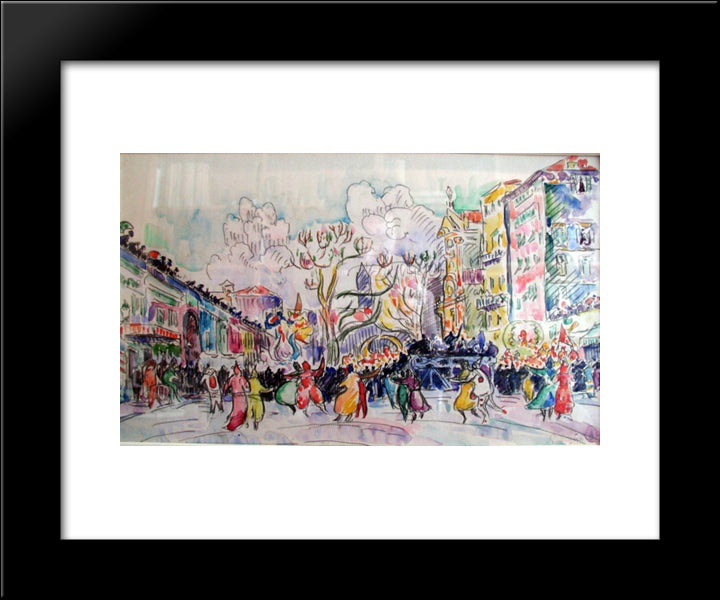 Carnival At Nice 20x24 Black Modern Wood Framed Art Print Poster by Signac, Paul