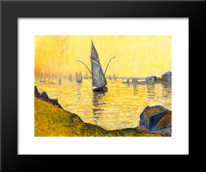 Concarneau (Study) 20x24 Black Modern Wood Framed Art Print Poster by Signac, Paul