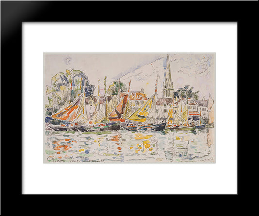 Fisihing Boats 20x24 Black Modern Wood Framed Art Print Poster by Signac, Paul