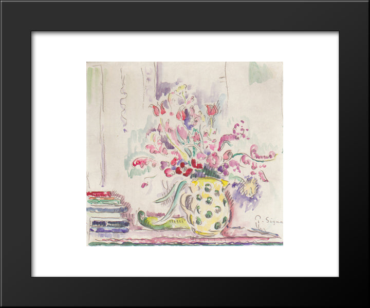 Floral Still Life 20x24 Black Modern Wood Framed Art Print Poster by Signac, Paul