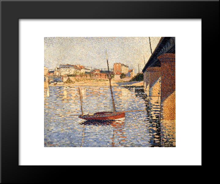 Le Clipper, Asnieres 20x24 Black Modern Wood Framed Art Print Poster by Signac, Paul