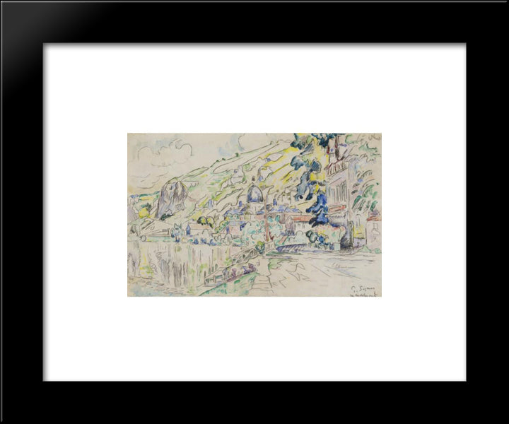 Les Andelys 20x24 Black Modern Wood Framed Art Print Poster by Signac, Paul