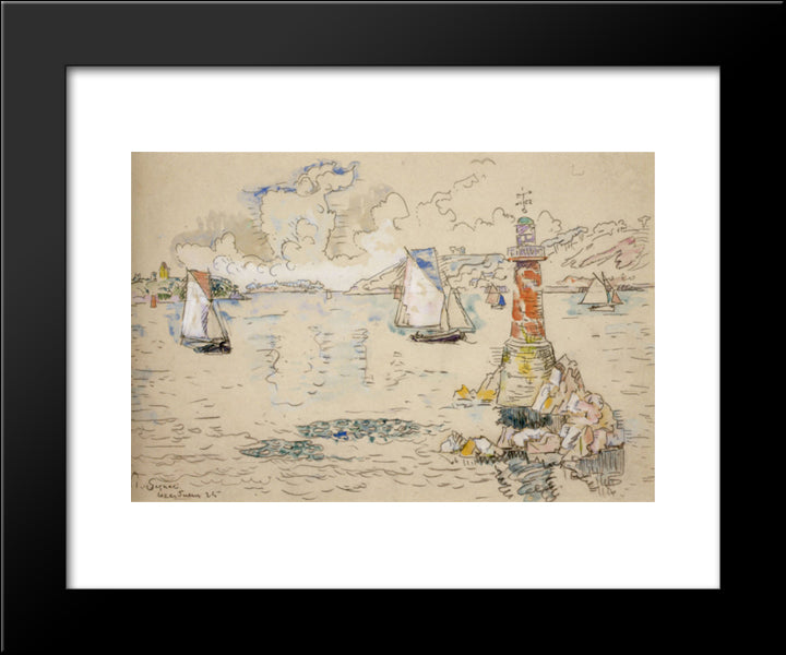 Lezardrieux 20x24 Black Modern Wood Framed Art Print Poster by Signac, Paul