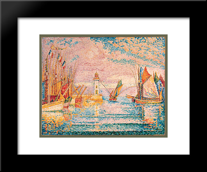 Lighthouse At Groix 20x24 Black Modern Wood Framed Art Print Poster by Signac, Paul