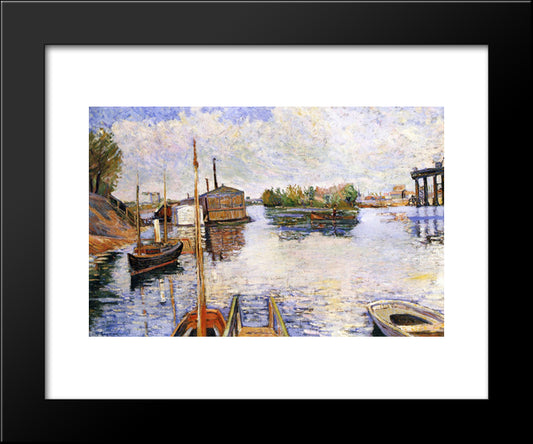 Paris, Ponton Des Bains Bailet 20x24 Black Modern Wood Framed Art Print Poster by Signac, Paul