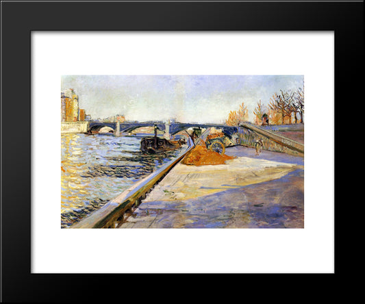 Paris, Quai De La Tournelle 20x24 Black Modern Wood Framed Art Print Poster by Signac, Paul