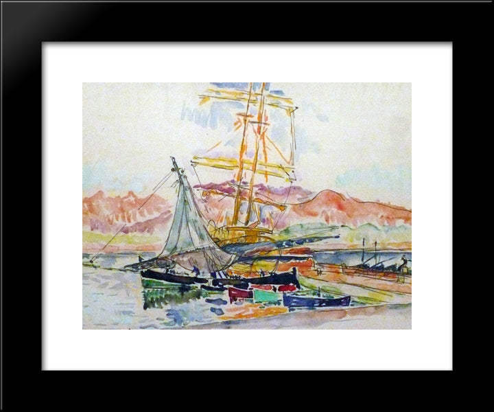 Paysage Corse 20x24 Black Modern Wood Framed Art Print Poster by Signac, Paul