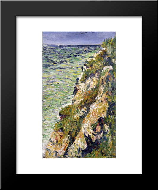 Port En Bessin, A Cliff 20x24 Black Modern Wood Framed Art Print Poster by Signac, Paul