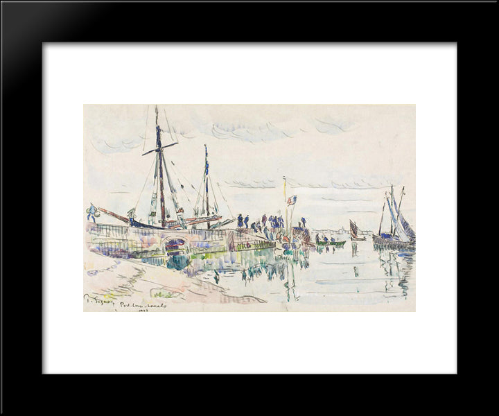 Port Louis Lomalo 20x24 Black Modern Wood Framed Art Print Poster by Signac, Paul