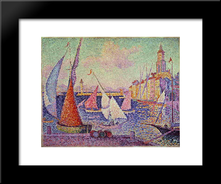 Port Of Saint Tropez 20x24 Black Modern Wood Framed Art Print Poster by Signac, Paul