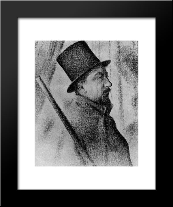 Portrait Of Conte 20x24 Black Modern Wood Framed Art Print Poster by Signac, Paul